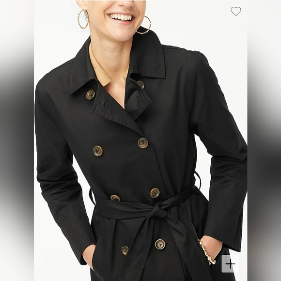 J.Crew Factory Black Trench Coat size 0, nwt B0622 - Picture 2 of 11